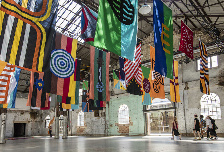 installation view: Archie Moore - United Neytions, 2014-2017 | The National: New Australian Art | at Carriageworks, Sydney