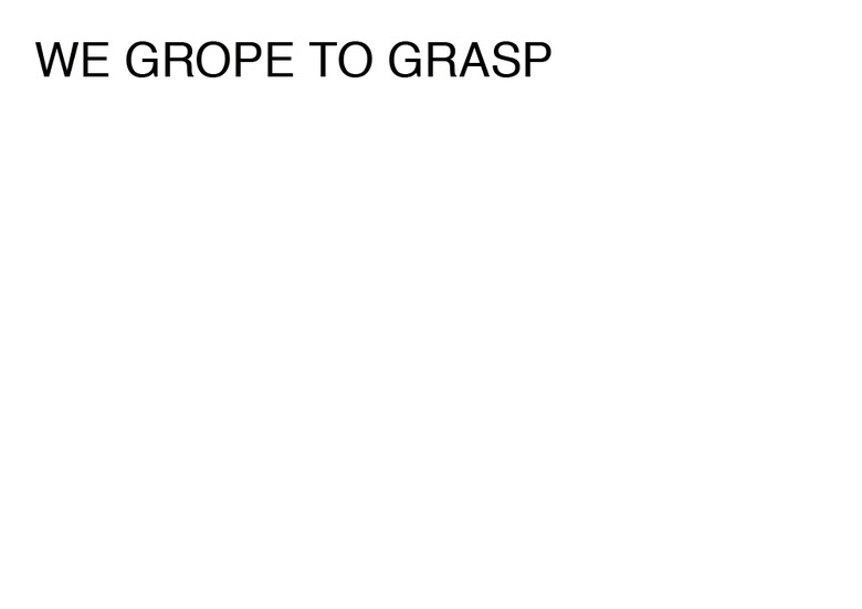 WE GROPE TO GRASP
