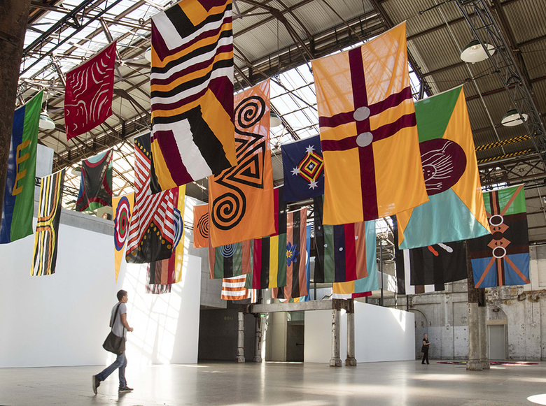 installation view: Archie Moore - United Neytions, 2014-2017 | The National: New Australian Art | at Carriageworks, Sydney