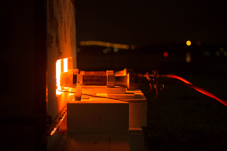 Yasmin Smith, Drowned River Valley, 2018, installation view showing salt kiln on Cockatoo Island, Sydney work site