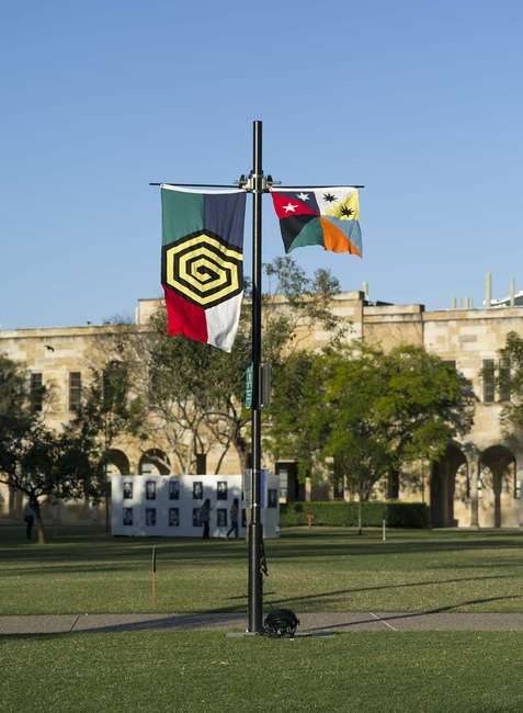 Archie Moore, 14 Nations, 2014 | Courting Blakness: Recalibrating Knowledge in the Sandstone University | curated by Fiona Foley | Queensland University Great Court, Brisbane